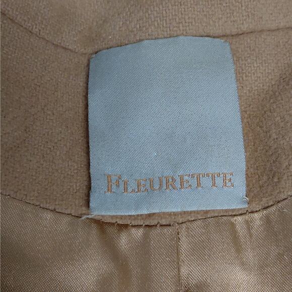 Fleurette Loro Piana Peacoat Jacket Womens Sz 4 Tan Lambswool Vintage 90s Y2K - Picture 5 of 12
